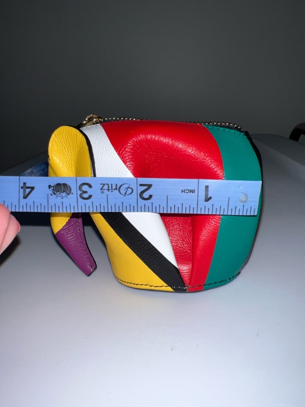 RARE Loewe Elephant Coin Purse Keychain- Multicolor Calfskin Leather - Picture 8 of 8